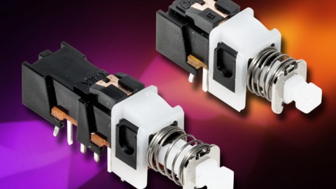 C&K Components PHB Pushbutton Switches Feature Kinked Terminals for Secure Mounting on 2-sided PC Boards