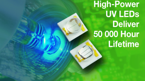 New VLMU3500-385-060 and VLMU3500-385-120 Ceramic-Based, High-Power UV LEDs With Silicone Lenses Deliver Exceptionally Long Lifetimes