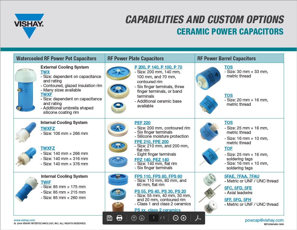 Ceramic Power Capacitors – Capabilities and Custom Options