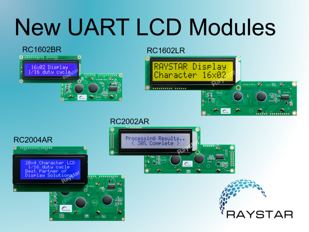 New Raystar UART LCD Modules